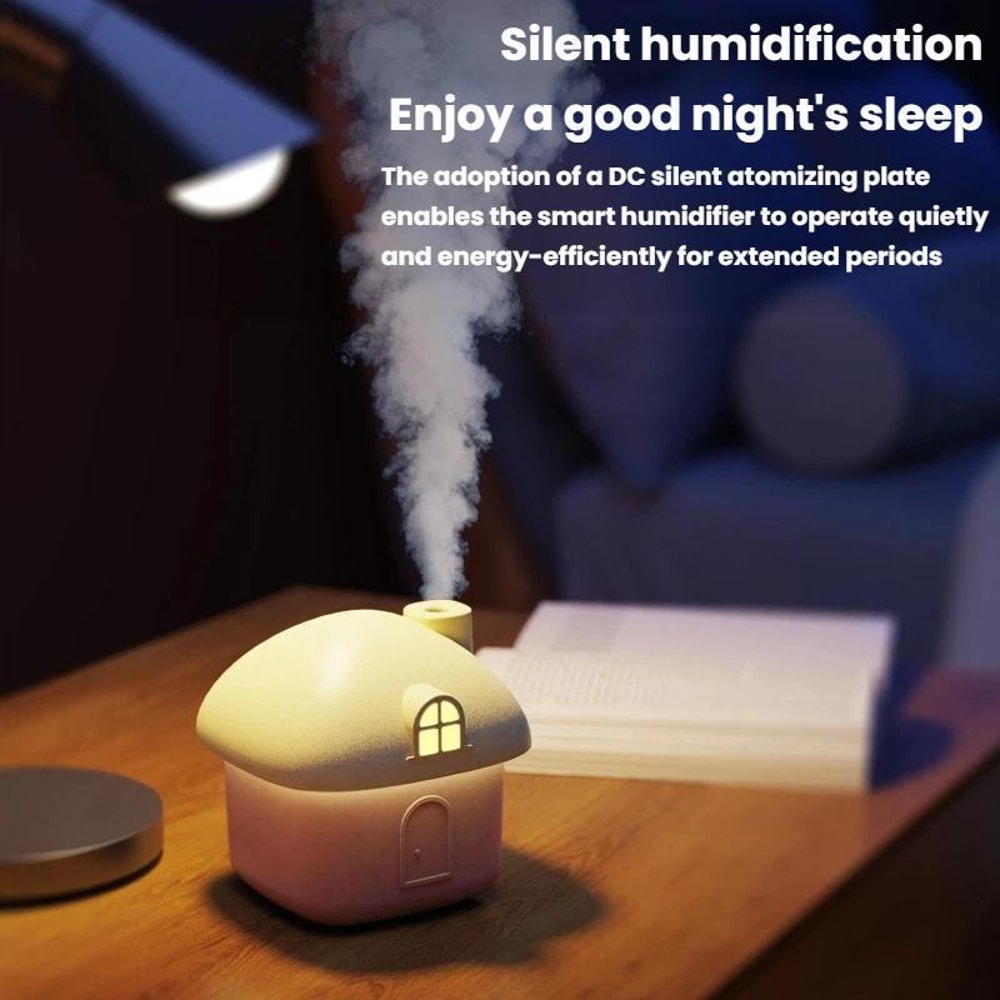 Little House Mini Desktop Humidifier USB Quiet Humidifier With Colorful Night Light 10
