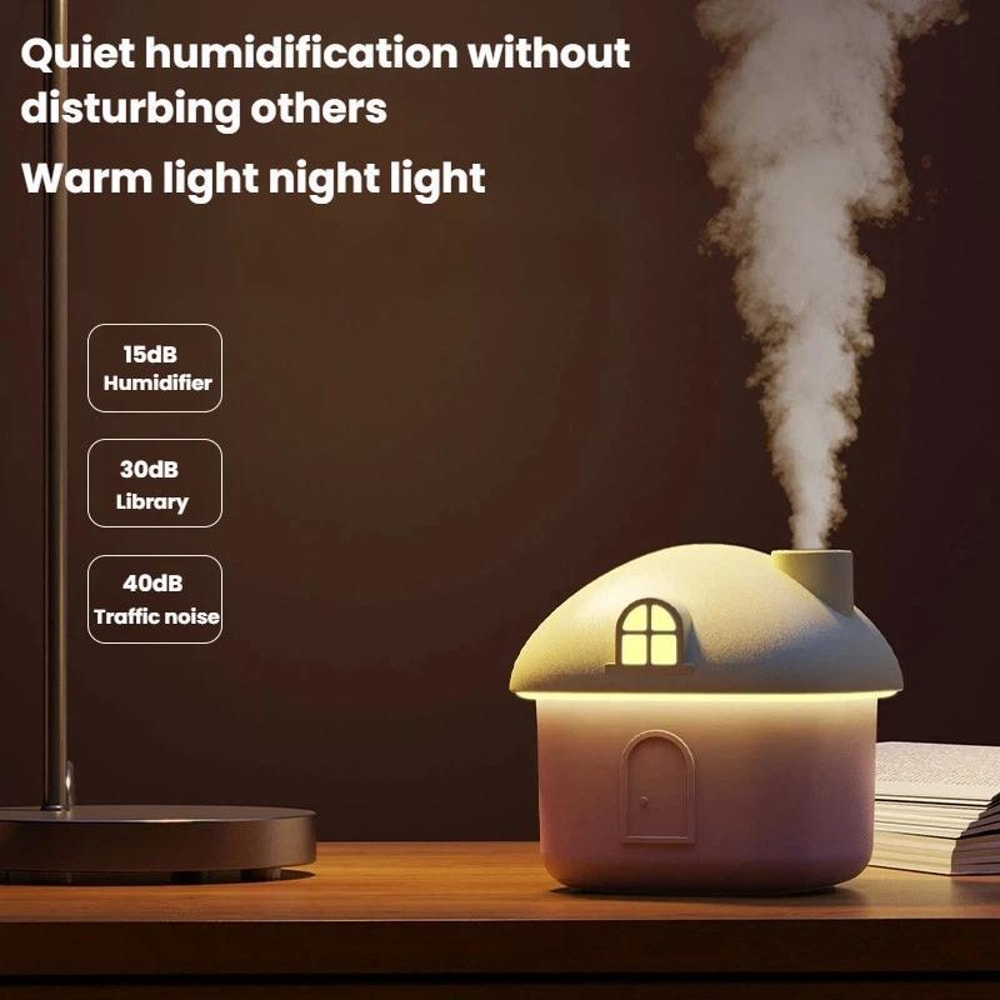 Little House Mini Desktop Humidifier USB Quiet Humidifier With Colorful Night Light 9