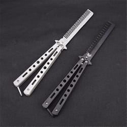 stainless steel butterfly comb trainer practice knife for safe flipping skills