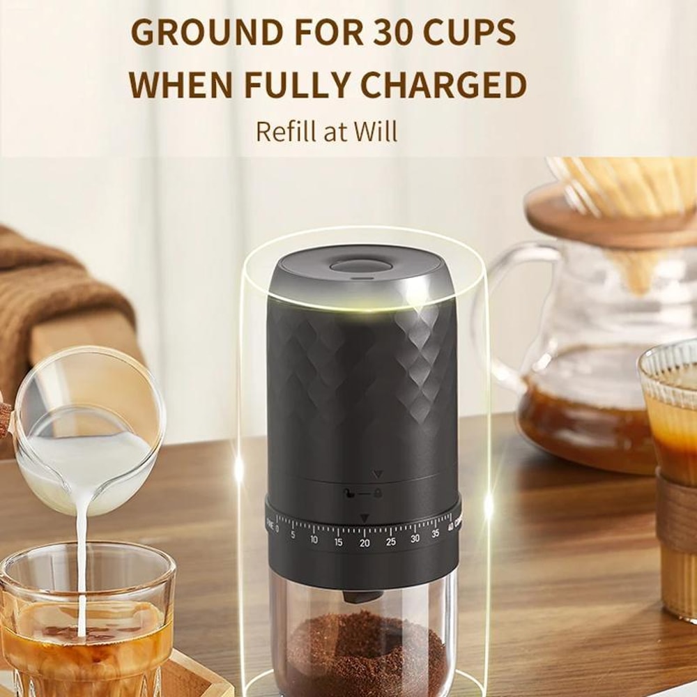 Portable Electric Coffee Grinder USB Rechargeable Ceramic Burr Mill With 40 Settings 7