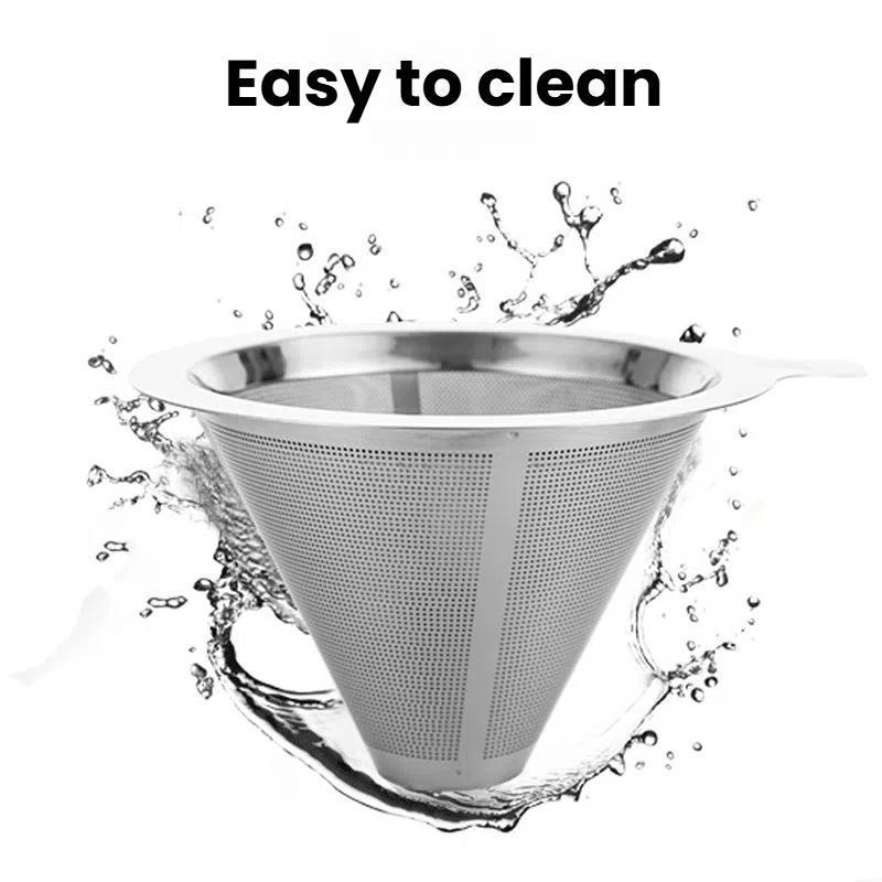 Reusable Stainless Steel Coffee Filter For Pour Over Drip Makers Eco Friendly Mesh Brewer 6