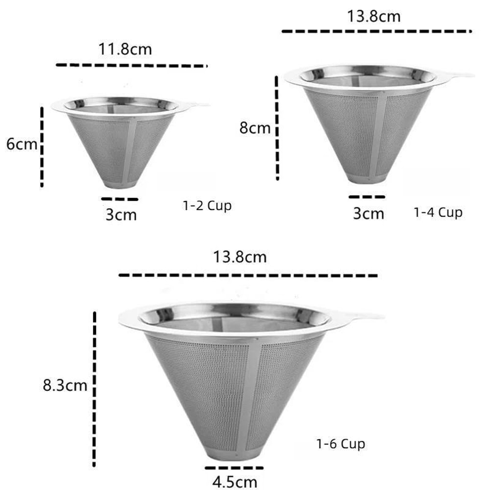 Reusable Stainless Steel Coffee Filter For Pour Over Drip Makers Eco Friendly Mesh Brewer 7