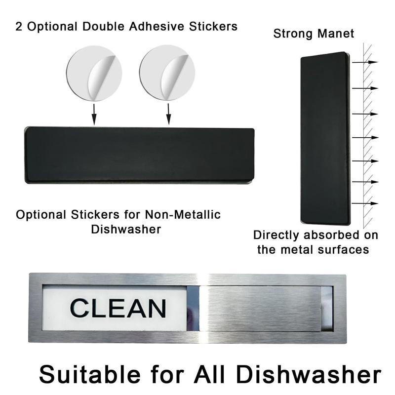 Stainless Steel Dishwasher Magnet Clean Dirty Sign With Slide Indicator 2