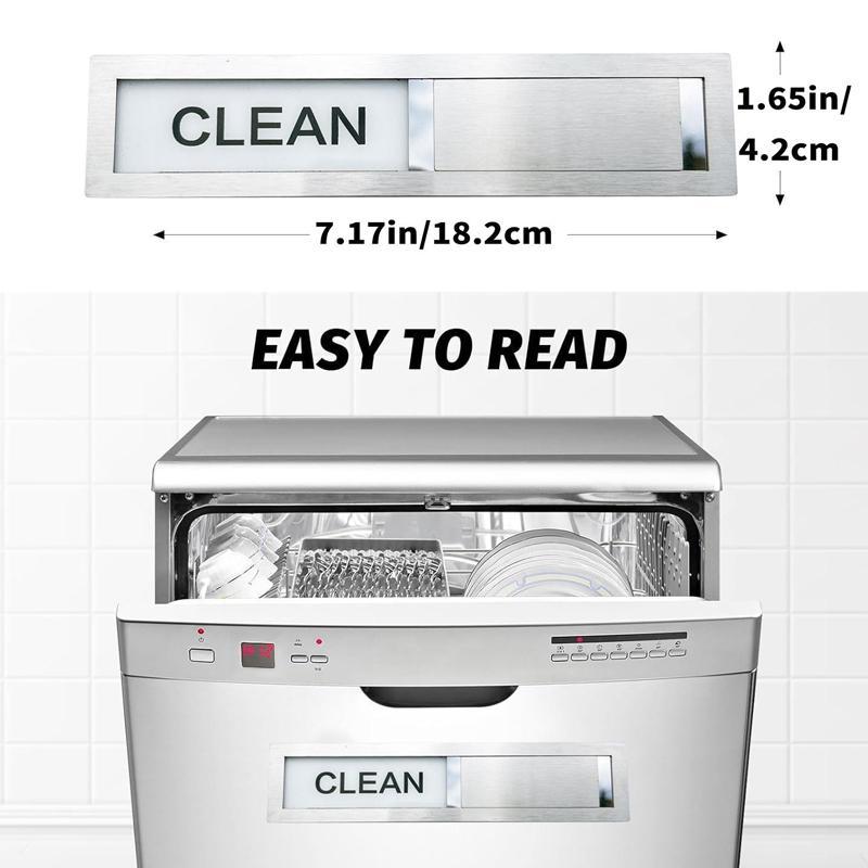 Stainless Steel Dishwasher Magnet Clean Dirty Sign With Slide Indicator 7