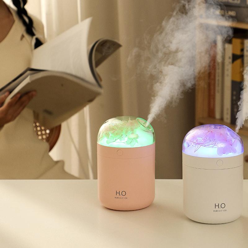 Flower USB Humidifier With LED Light Quiet Desktop Humidifier For Bedroom Office Air Moisturizer 0