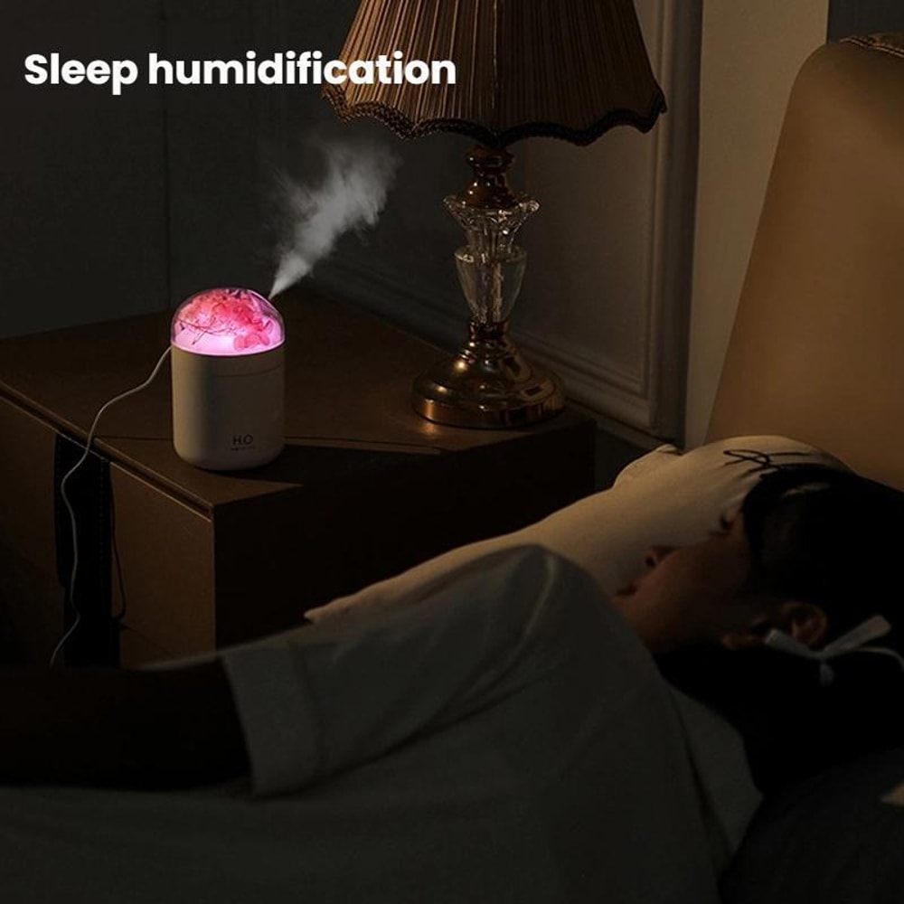 Flower USB Humidifier With LED Light Quiet Desktop Humidifier For Bedroom Office Air Moisturizer 9