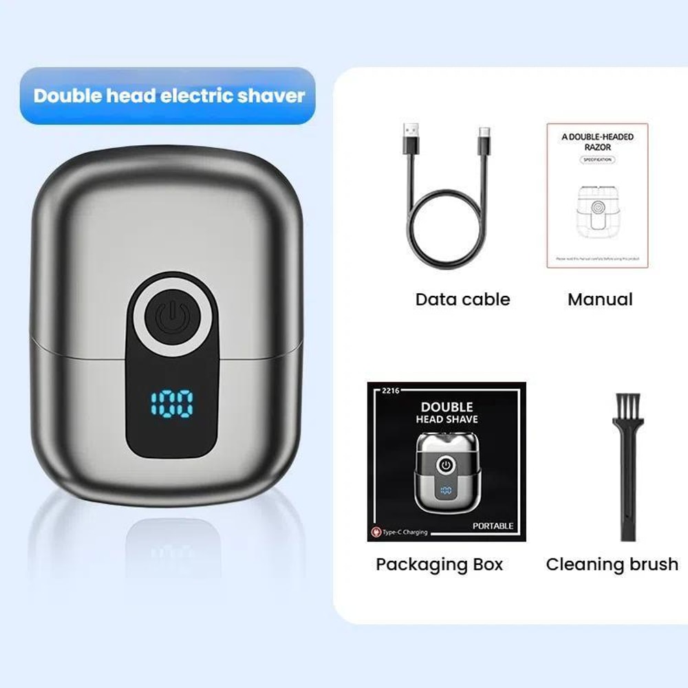 Mini Dual Head Electric Shaver For Men USB C Rechargeable Waterproof Portable Beard Trimmer 6