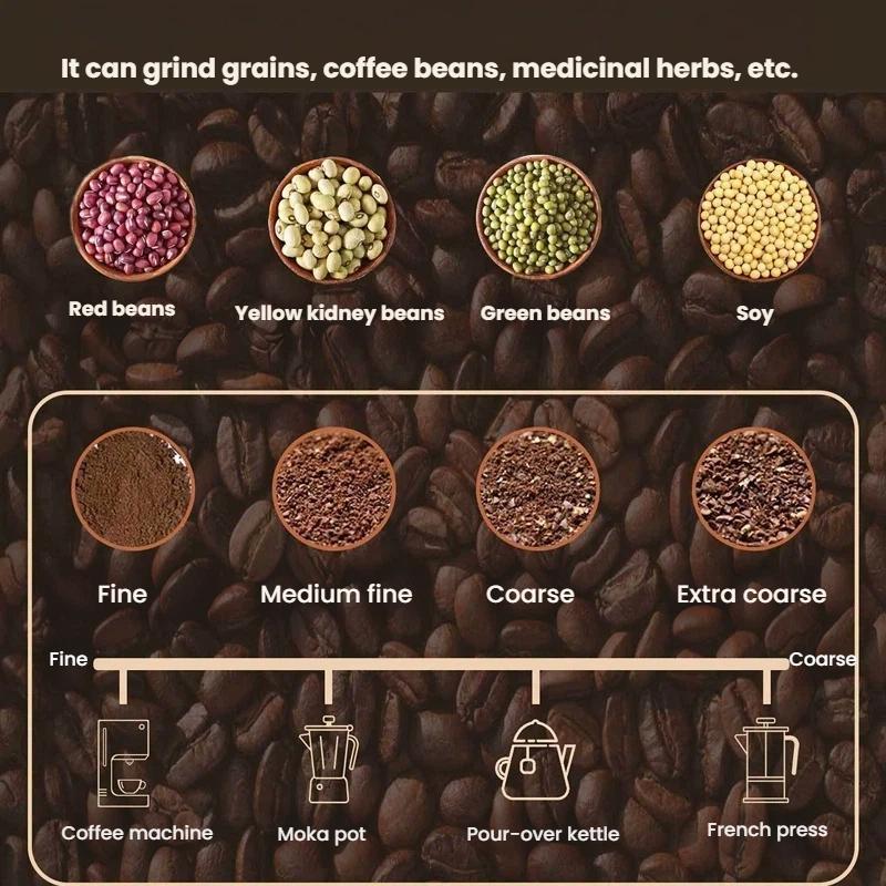 Portable Electric Burr Coffee Grinder USB Rechargeable With Adjustable Coarseness 6