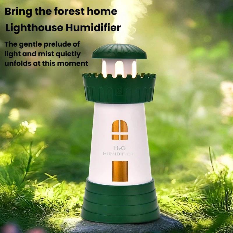 Lighthouse Mini USB Humidifier 290ml Quiet Aroma Diffuser For Home Office 1