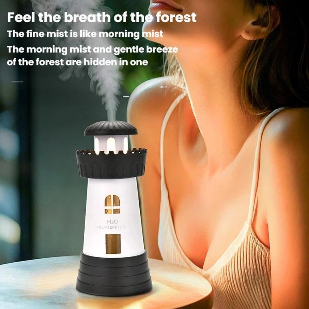 Lighthouse Mini USB Humidifier 290ml Quiet Aroma Diffuser For Home Office 2