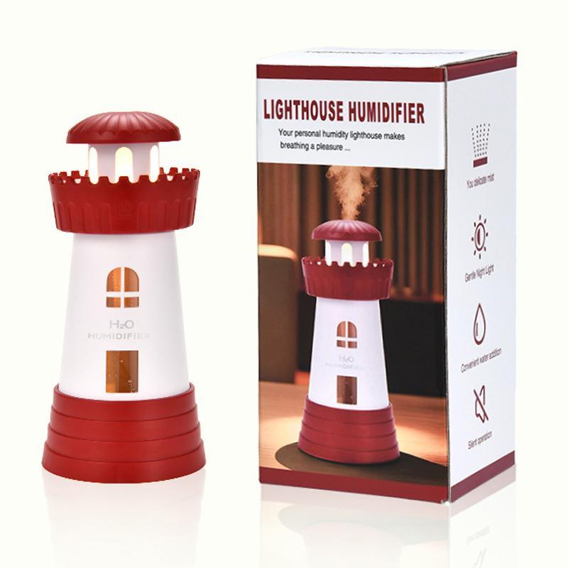 Lighthouse Mini USB Humidifier 290ml Quiet Aroma Diffuser For Home Office 9