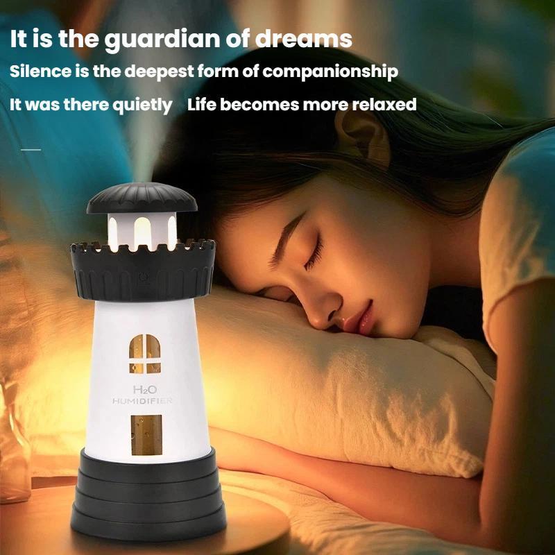 Lighthouse Mini USB Humidifier 290ml Quiet Aroma Diffuser For Home Office 3