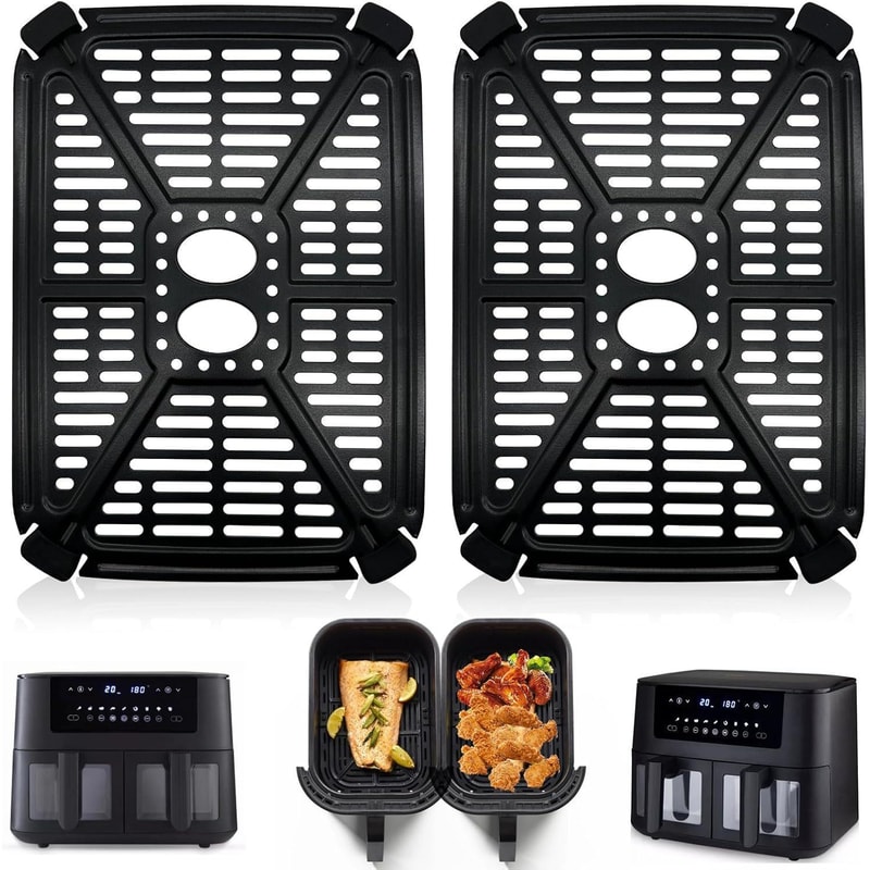 Dual Air Fryer Replacement Crisper Tray Drip Pan Set Nonstick Basket Insert For Holstein 84QT 0