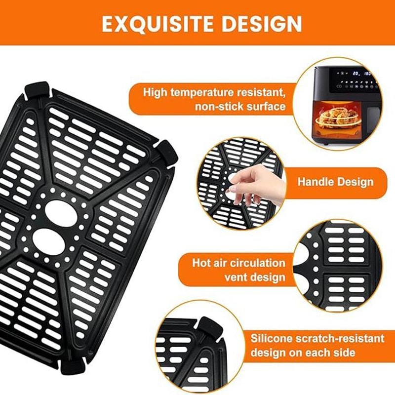 Dual Air Fryer Replacement Crisper Tray Drip Pan Set Nonstick Basket Insert For Holstein 84QT 2