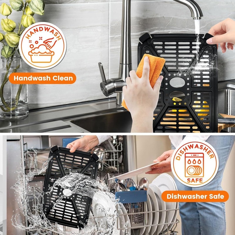 Dual Air Fryer Replacement Crisper Tray Drip Pan Set Nonstick Basket Insert For Holstein 84QT 4