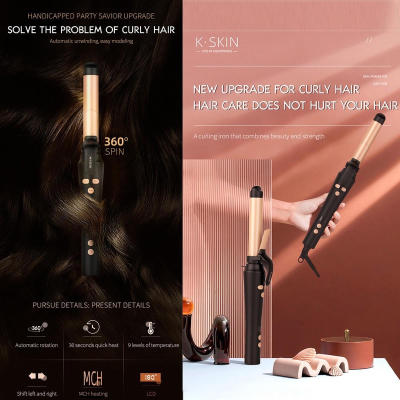 Automatic Hair Curler With Rapid Heating 5 Temperature Settings For Effortless Salon Waves 1