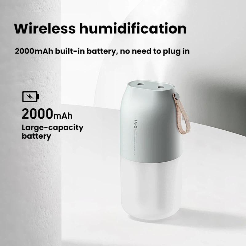 Dual Spray USB Humidifier With Night Light Portable Cool Mist Air Moisturizer 9