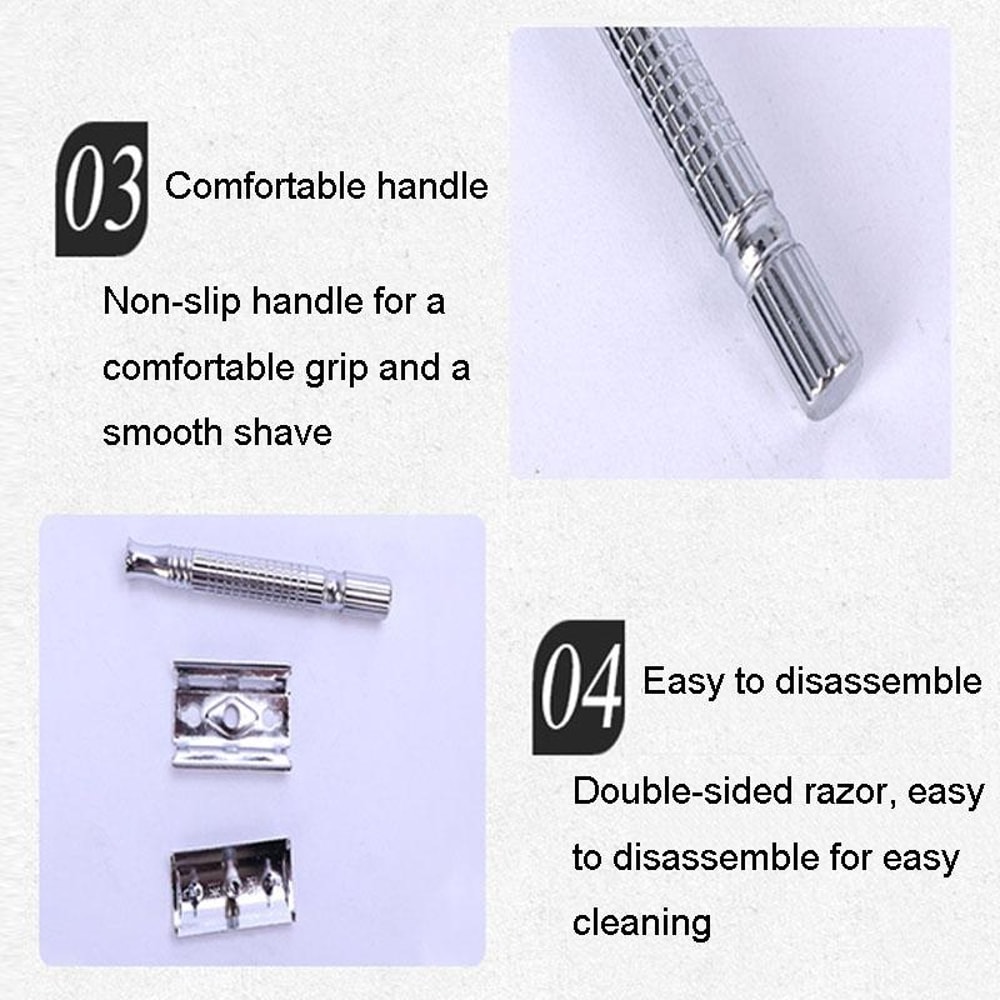 Vintage Double Edge Safety Razor Stand Set For Classic Close Shave Grooming Kit 3