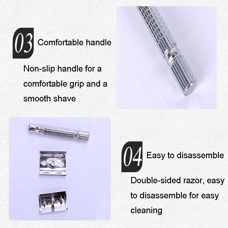 Vintage Double Edge Safety Razor Stand Set For Classic Close Shave Grooming Kit 3