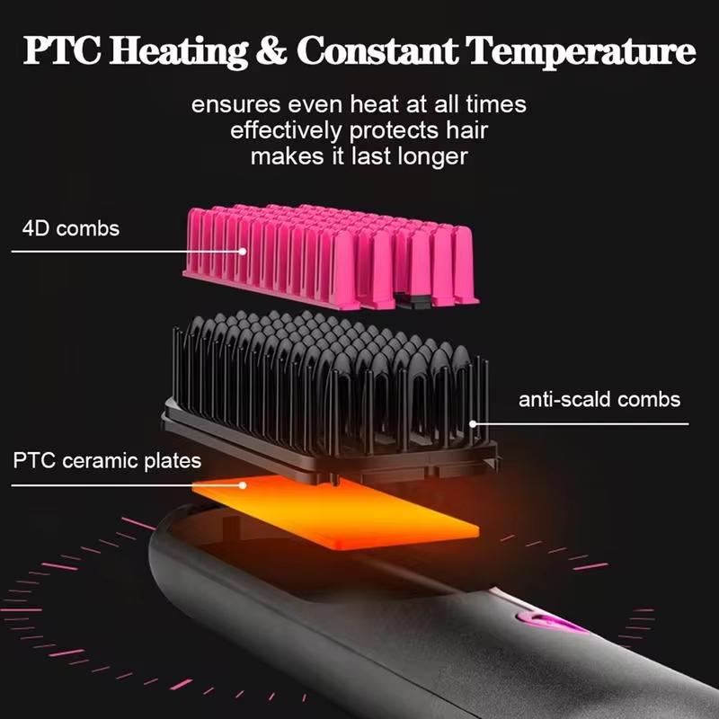Cordless Hair Straightener Comb Portable USB Rechargeable Travel Hair Styler 9