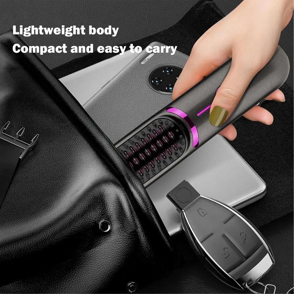 Cordless Hair Straightener Comb Portable USB Rechargeable Travel Hair Styler 2