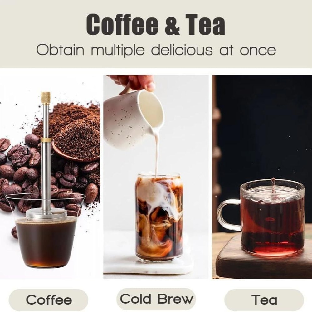 Portable Stainless Steel Coffee Press Maker For Travel Camping Manual Espresso Brewer 3
