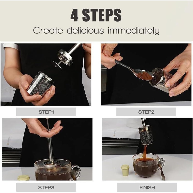 Portable Stainless Steel Coffee Press Maker For Travel Camping Manual Espresso Brewer 4
