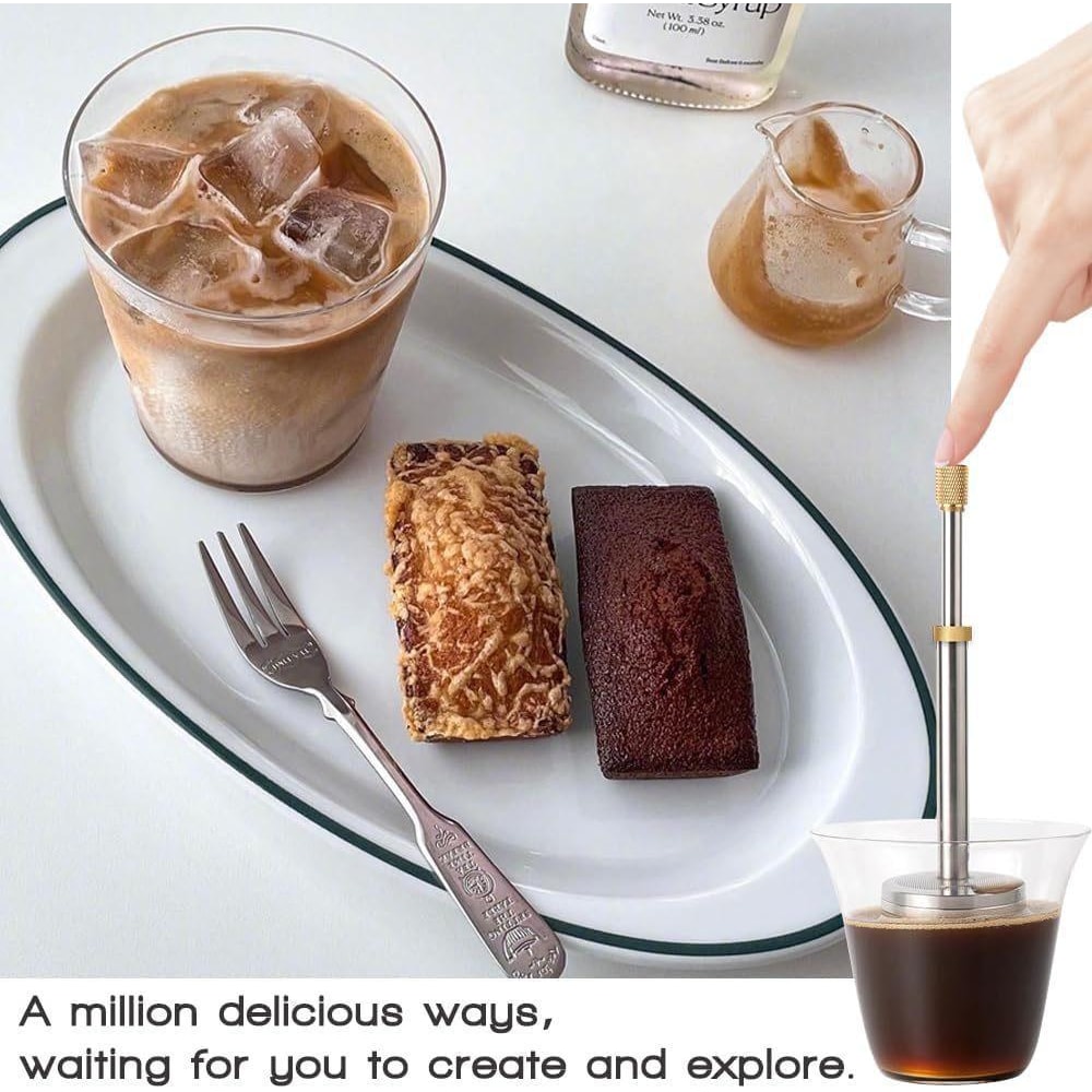 Portable Stainless Steel Coffee Press Maker For Travel Camping Manual Espresso Brewer 6