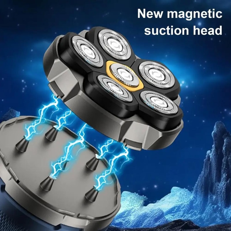 6 Blade Electric Shaver With Magnetic Head USB Rechargeable Waterproof Razor For Men 3