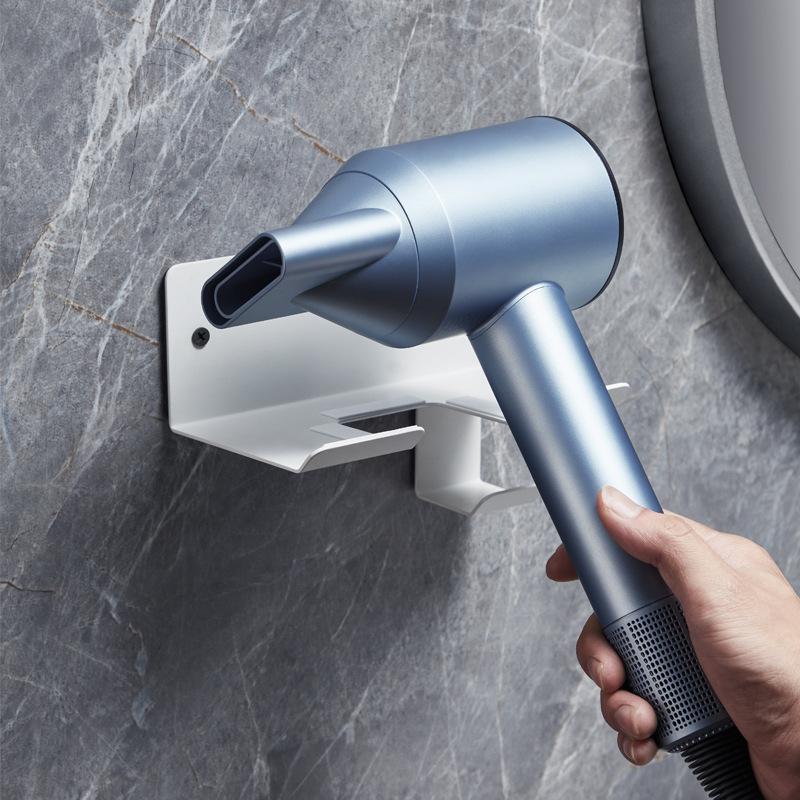 Wall Mounted Hair Dryer Holder With Cord Organizer Space Saving Bathroom Storage Rack 2