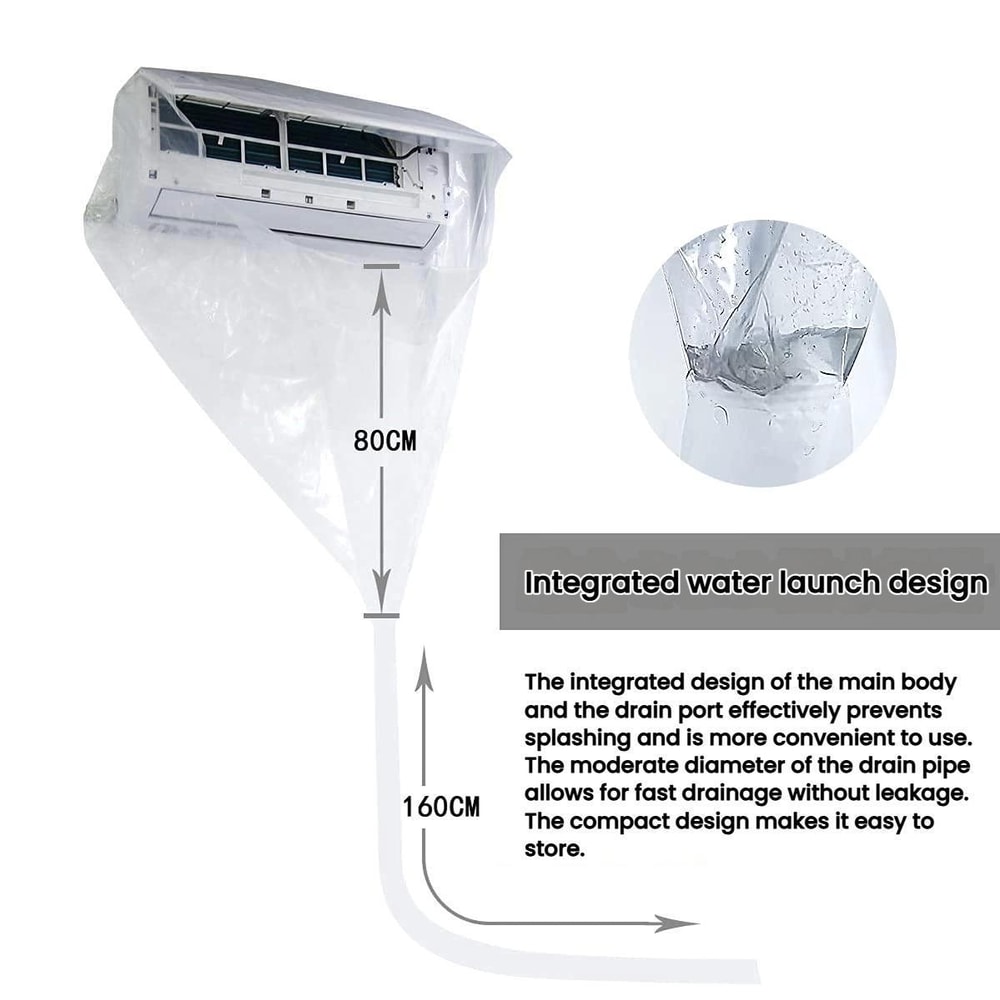 360 Transparent AC Cleaning Cover Kit With Drain Hose For Mess Free Air Conditioner Maintenance 3