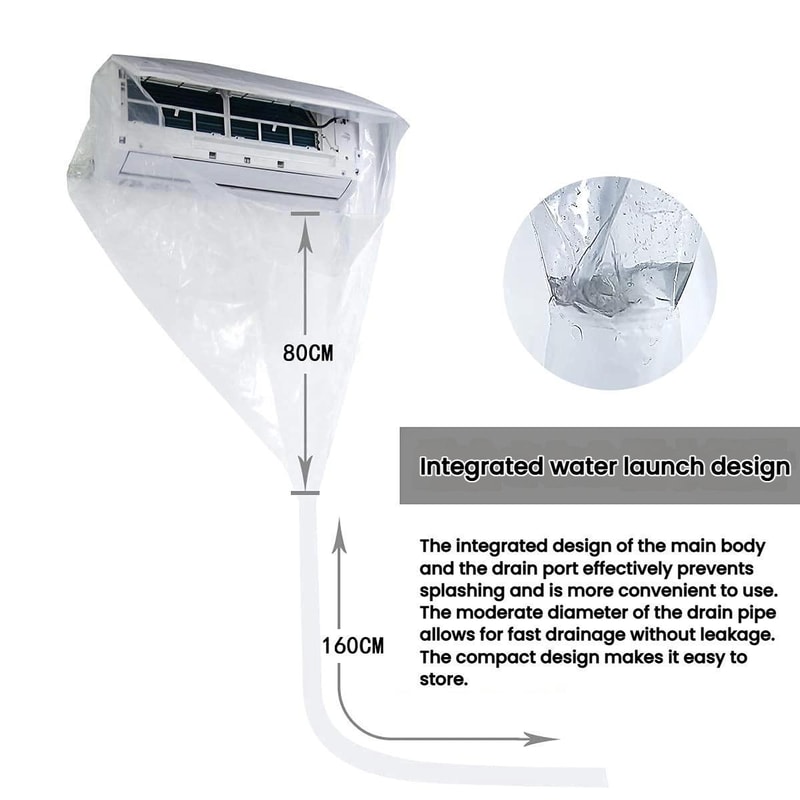 360 Transparent AC Cleaning Cover Kit With Drain Hose For Mess Free Air Conditioner Maintenance 3