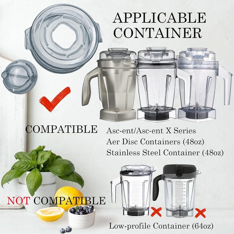 Vitamix Ascent Replacement Blender Lid Leak Proof, Measuring Cup Compatible