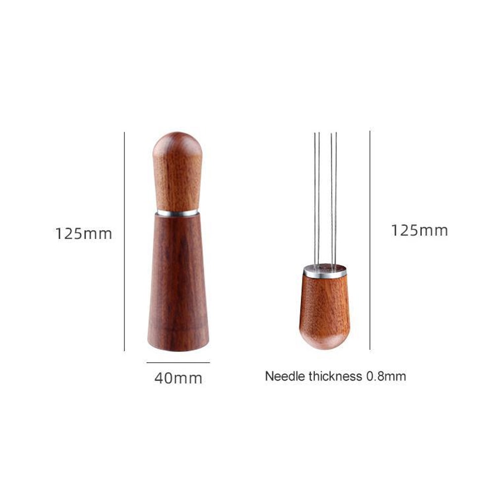 Espresso Distribution Tool With Wooden Stand Stainless Steel Coffee Needle Stirrer 3