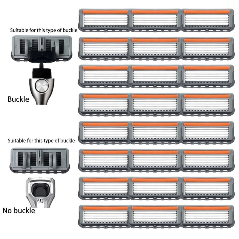 6 Blade Open Back Razor Refills for Men Precision Shaving Cartridges Sensitive Skin Comfort