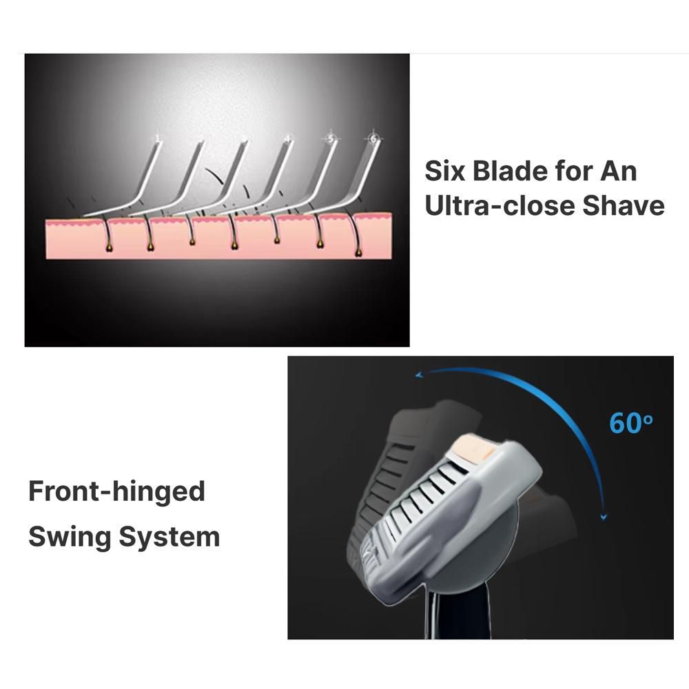 6 Blade Open Back Razor Refills for Men Precision Shaving Cartridges Sensitive Skin Comfort