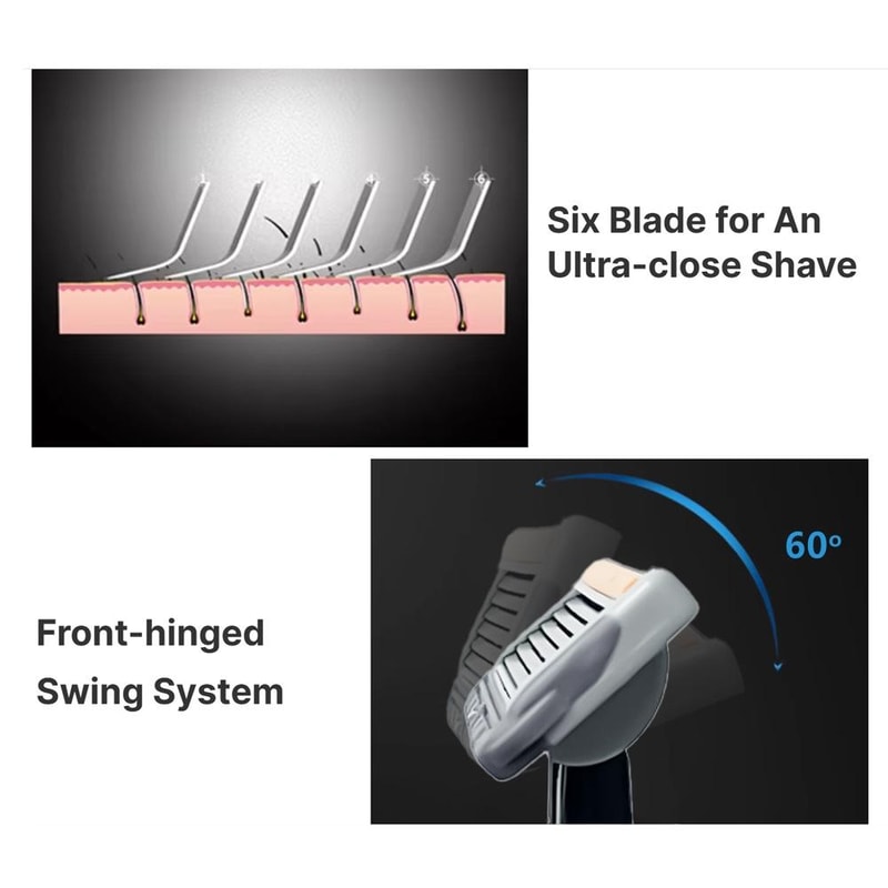6 Blade Open Back Razor Refills for Men Precision Shaving Cartridges Sensitive Skin Comfort
