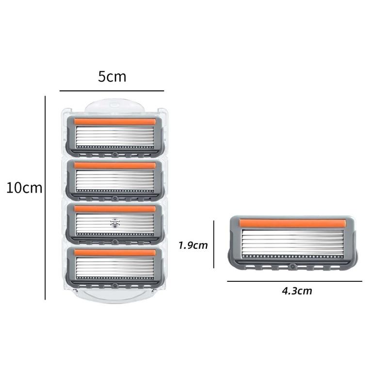 6 Blade Open Back Razor Refills for Men Precision Shaving Cartridges Sensitive Skin Comfort