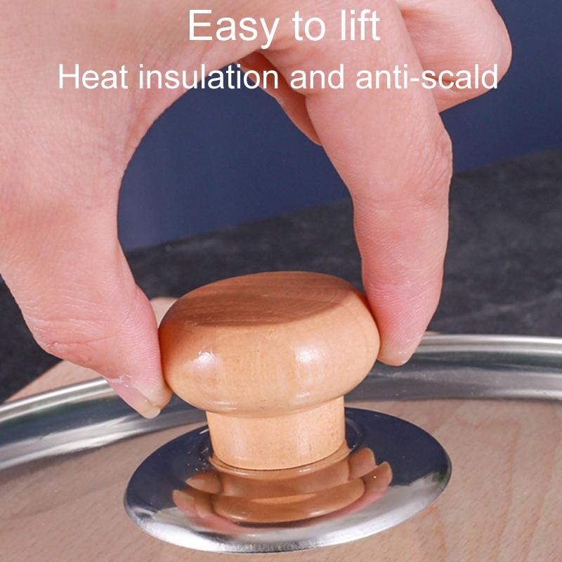 Stainless Steel And Wood Pot Lid Handle Replacement Set Non Slip Heat Resistant Knob 4pcs 1