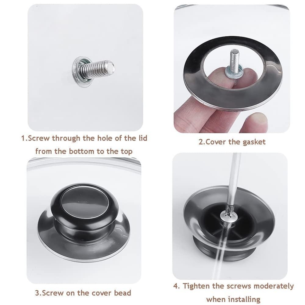 Heat Resistant Pot Lid Handle Stainless Steel Replacement Knob With Anti Scald Grip 2