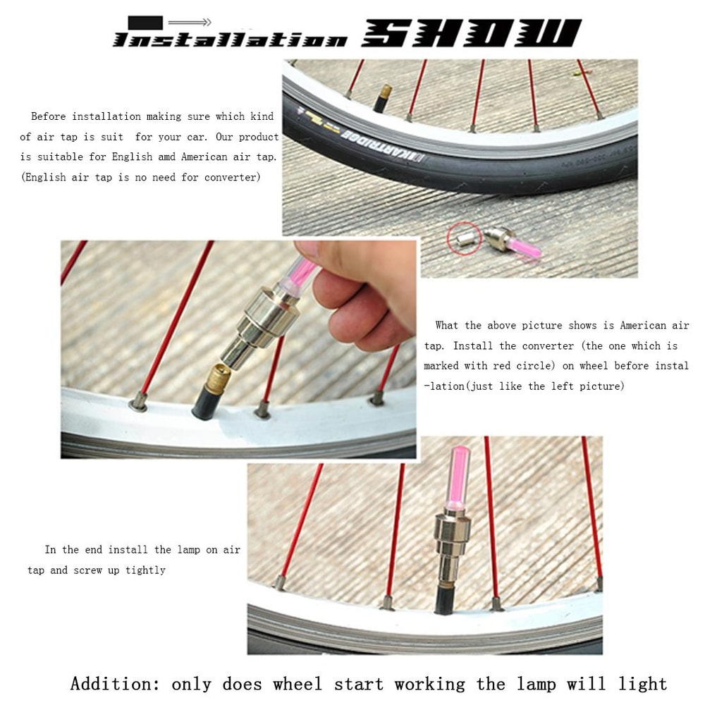 LED Tire Valve Lights For Cars Bikes Motorcycles Night Safety Wheel Lights 7