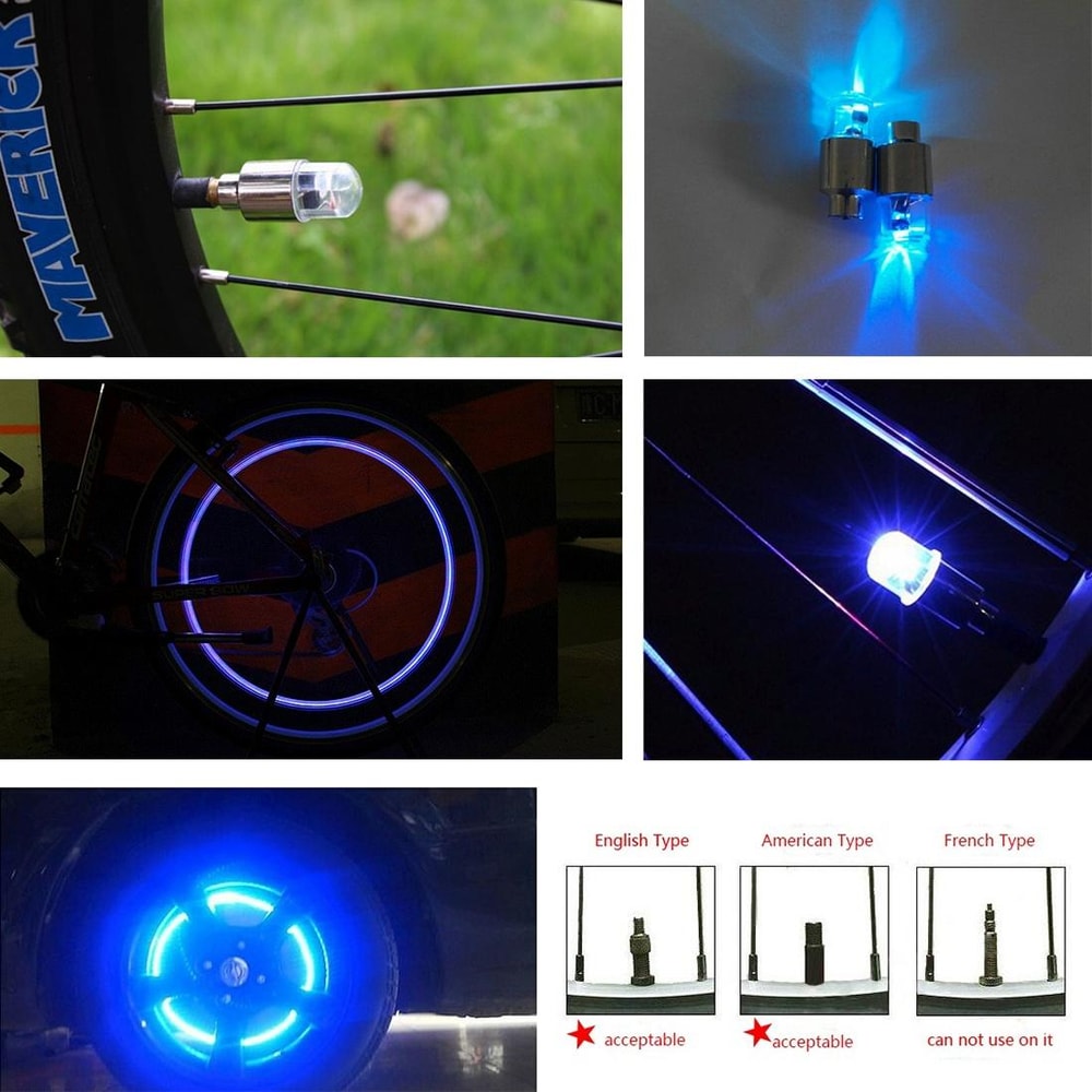 LED Valve Cap Lights For Car Bike Waterproof Tire Wheel Safety Lights 6