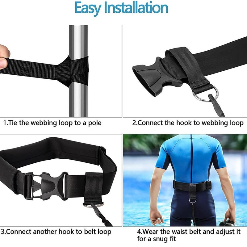 Swimming Training Resistance Belt With Elastic Cord Set Strength Endurance 2