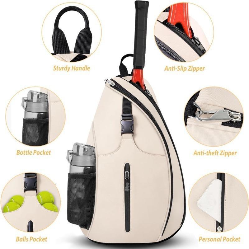 Portable Outdoor Sports Tennis Racket Crossbody Bag With Zoned Storage 7