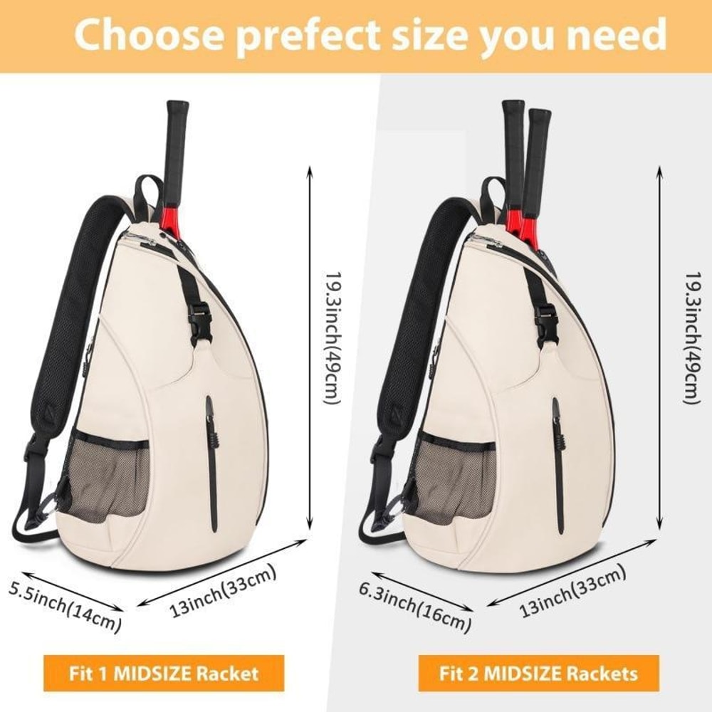 Portable Outdoor Sports Tennis Racket Crossbody Bag With Zoned Storage 5