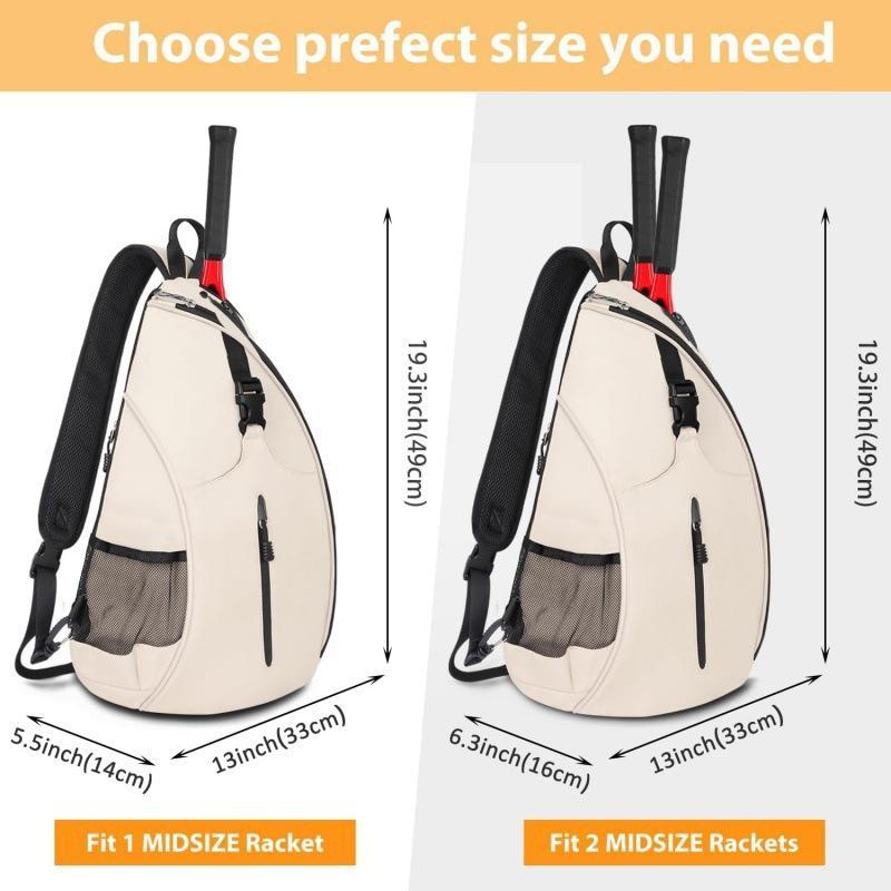 Portable Outdoor Sports Tennis Racket Crossbody Bag With Zoned Storage 5