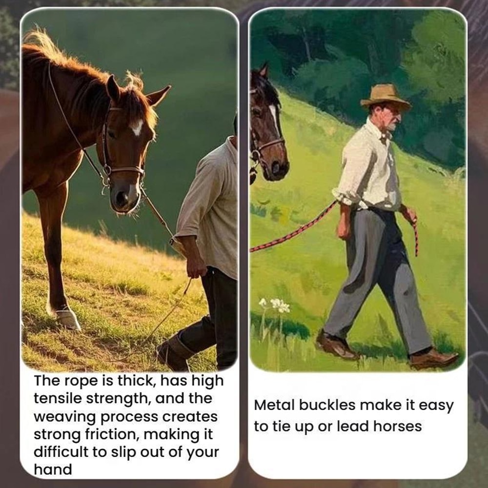 Premium Hand Braided Horse Lead Rope With Durable Woven Webbing Reins 3