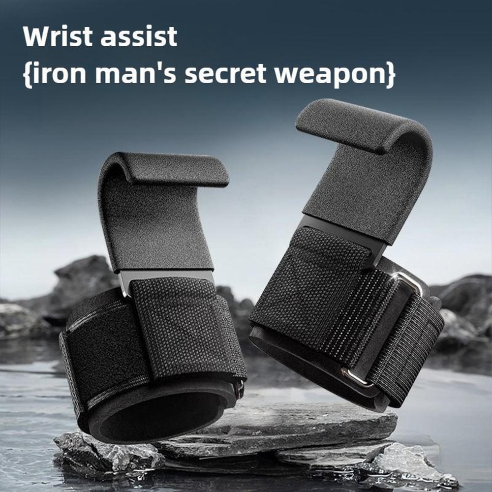 Premium Fitness Steel Plate Assist Hook Wristbands Grip Wrist Support 1