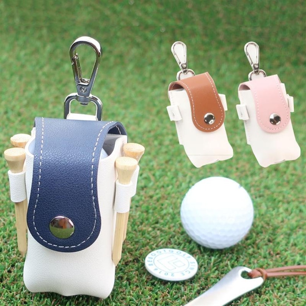 Portable Golf Ball Pouch PU Leather Mini Clip On Golf Accessory Bag 6
