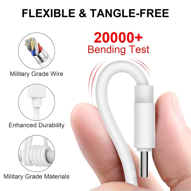 60W USB C Fast Charging Cable Type C To Type C Data Sync Cord 3